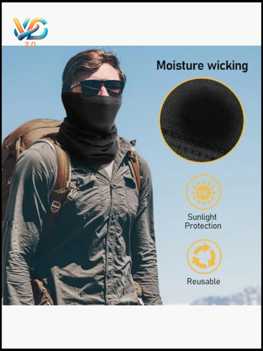 Men's Neck Gaiter Scarf Breathable Sun Windproof for Skiing Hiking Cycling